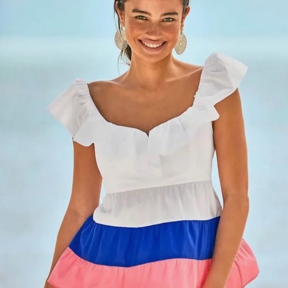 Lilly Pulitzer Emie Ruffle Top‎ Size 2